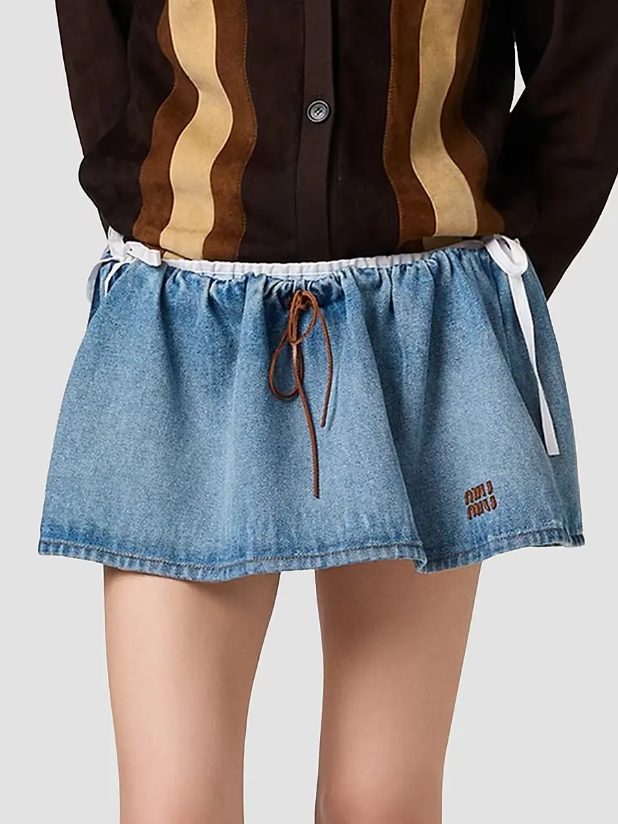 Miu Miu Women's Washed Denim Mini-Skirt | Thumbnail 3