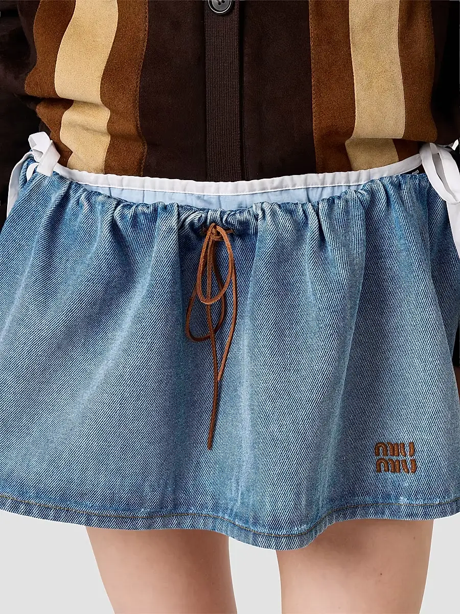 Miu Miu Women's Washed Denim Mini-Skirt | Thumbnail 6