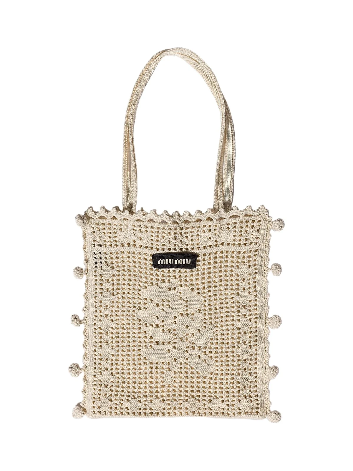 Miu Miu Women's Cotton Crochet Top Handle Bag