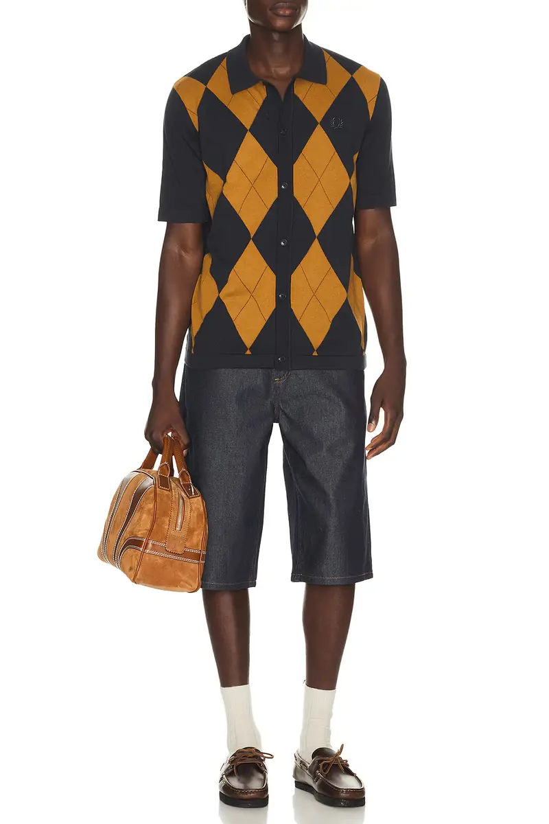 Fred Perry Argyle Button Knitted Shirt | Thumbnail 3 Fred Perry Argyle Button Knitted Shirt | Thumbnail 3