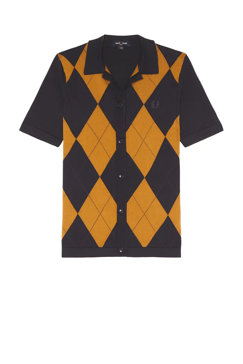 Fred Perry Argyle Button Knitted Shirt | Thumbnail 4 Fred Perry Argyle Button Knitted Shirt | Thumbnail 4