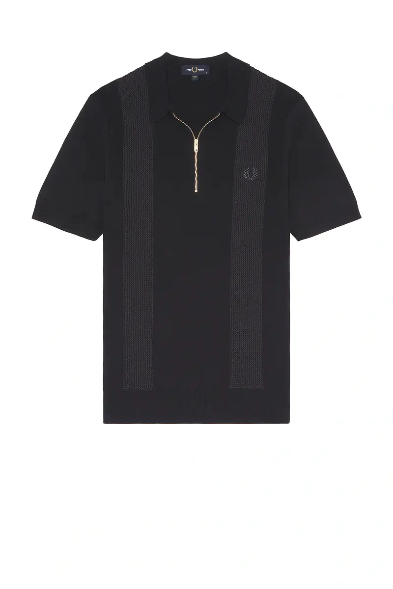 Fred Perry Panel Detail Knitted Polo | Thumbnail 4 Fred Perry Panel Detail Knitted Polo | Thumbnail 4