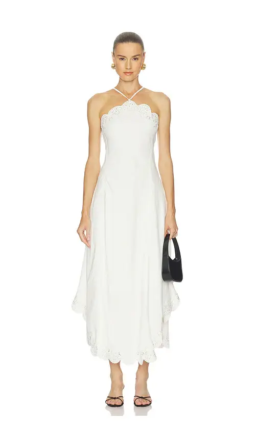 Gillian Embroidered Linen Midi Dress