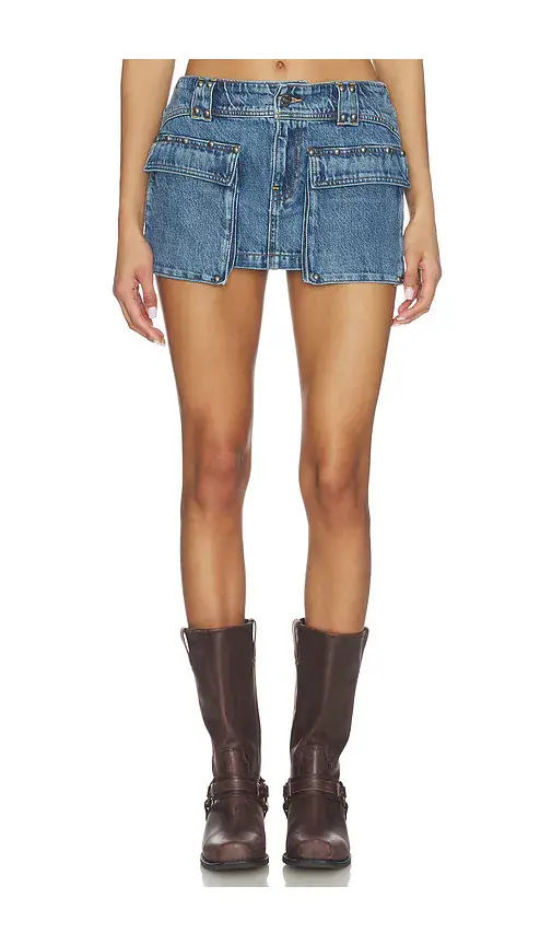 Free People x We The Free Hera Studded Denim Mini Skirt | Image 1 Free People x We The Free Hera Studded Denim Mini Skirt | Image 1