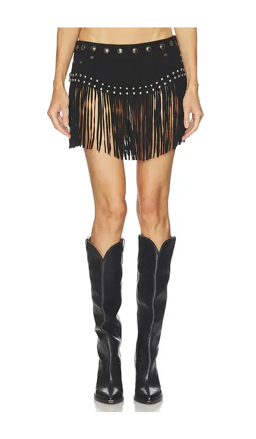 One Teaspoon Rebel Rider Studded Fringe Suede Micro Skirt | Image 1 One Teaspoon Rebel Rider Studded Fringe Suede Micro Skirt | Image 1