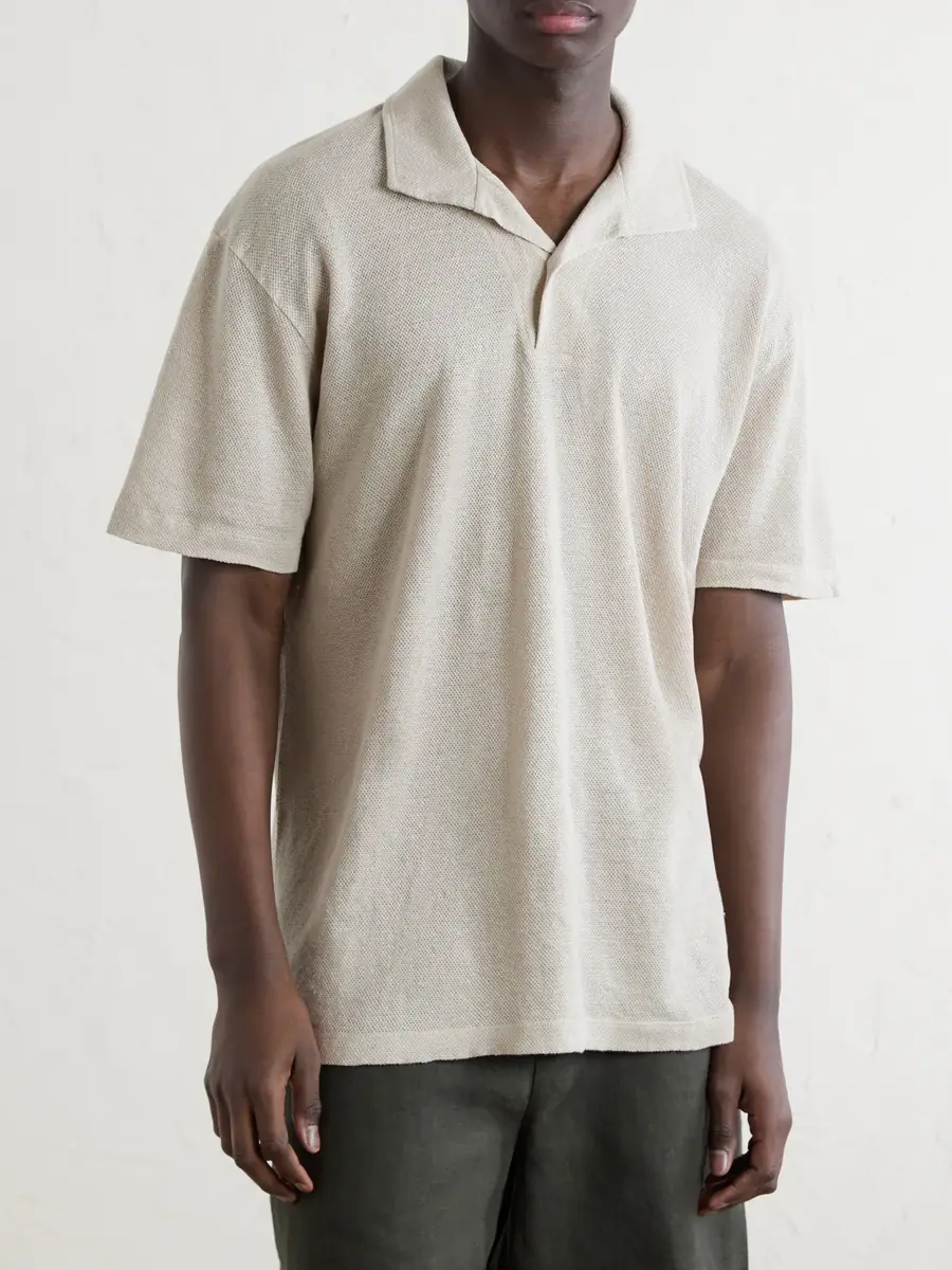 Sunspel Linen-Piqué Polo Shirt - Men | Thumbnail 3