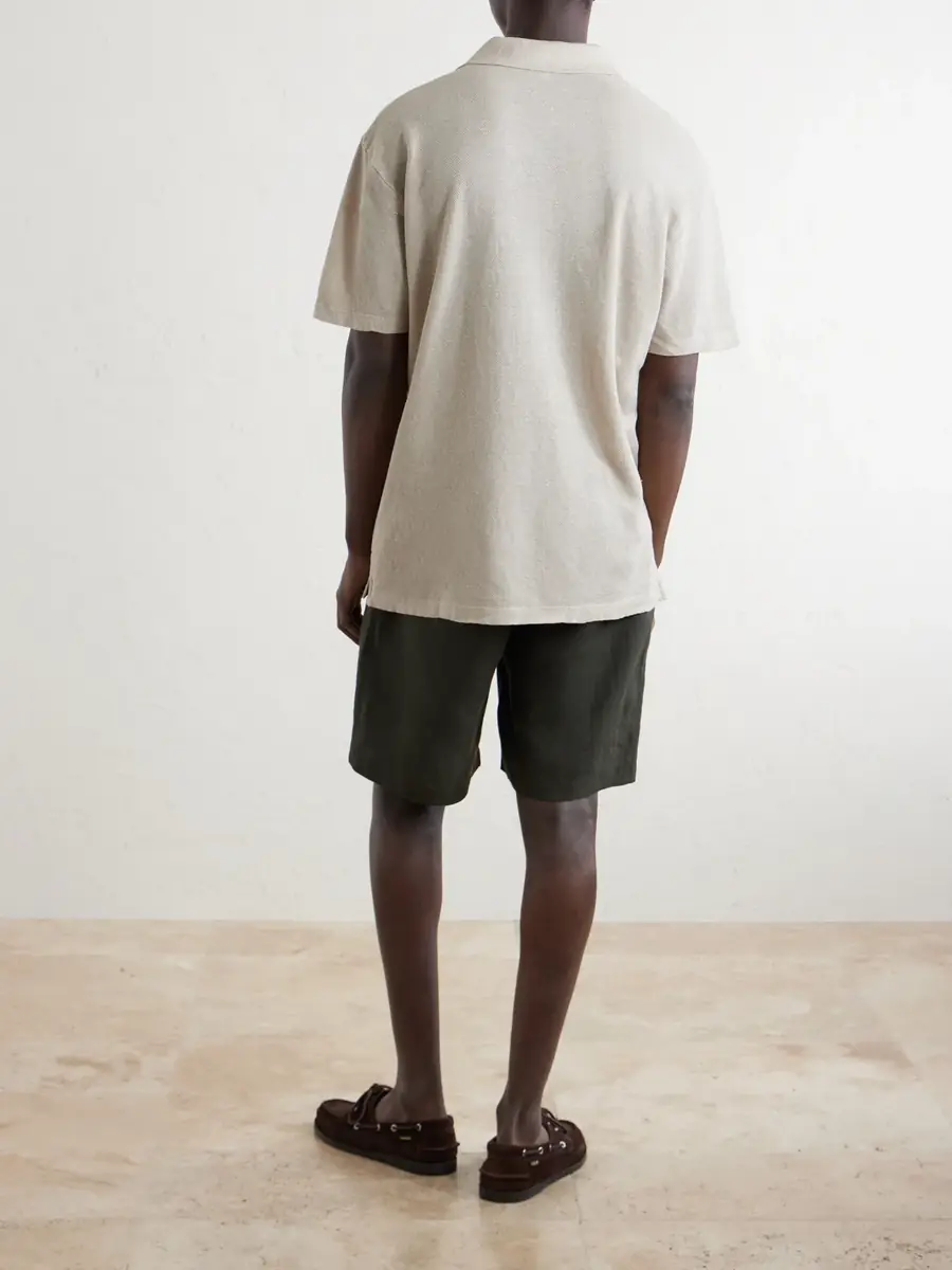 Sunspel Linen-Piqué Polo Shirt - Men | Thumbnail 4