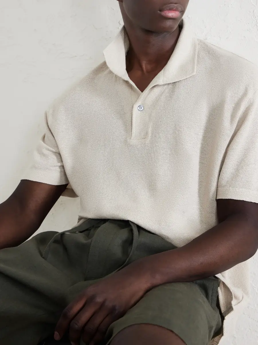 Sunspel Linen-Piqué Polo Shirt - Men | Thumbnail 5