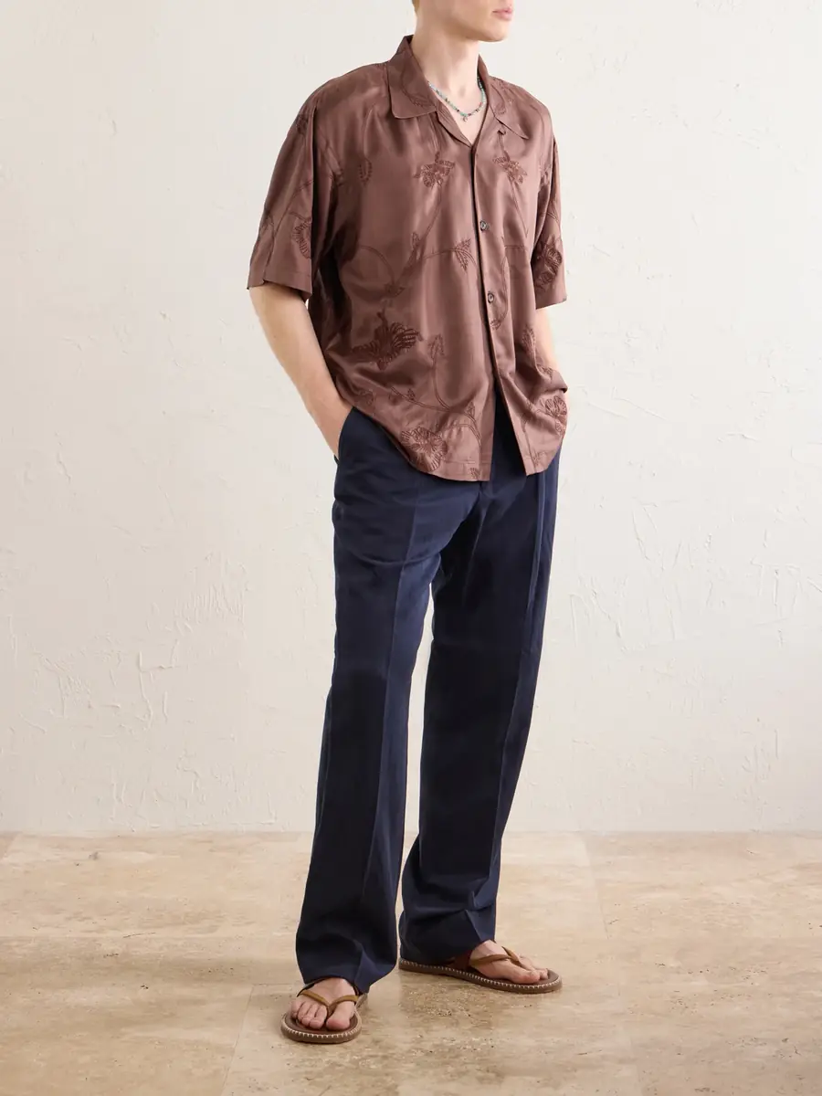 Kardo Rohit Convertible-Collar Floral-Embroidered Silk-Satin Shirt - Men | Thumbnail 2 Kardo Rohit Convertible-Collar Floral-Embroidered Silk-Satin Shirt - Men | Thumbnail 2