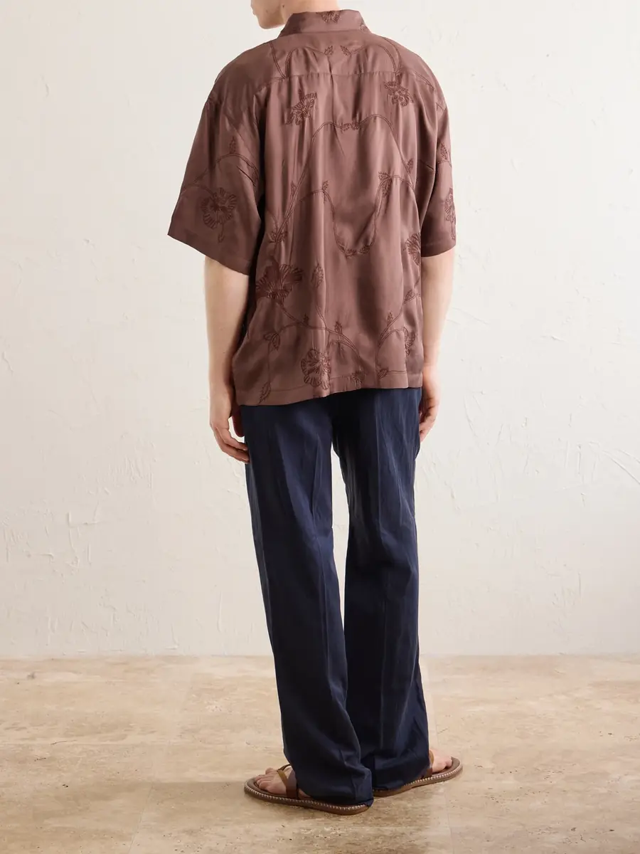 Kardo Rohit Convertible-Collar Floral-Embroidered Silk-Satin Shirt - Men | Thumbnail 4 Kardo Rohit Convertible-Collar Floral-Embroidered Silk-Satin Shirt - Men | Thumbnail 4