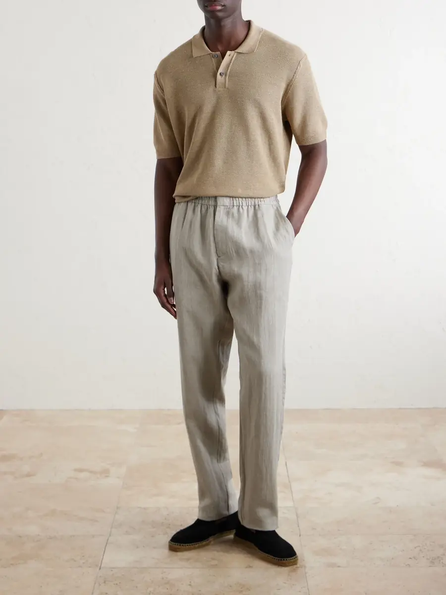 Sunspel Honeycomb-Knit Linen and Silk-Blend Polo Shirt - Men | Thumbnail 2