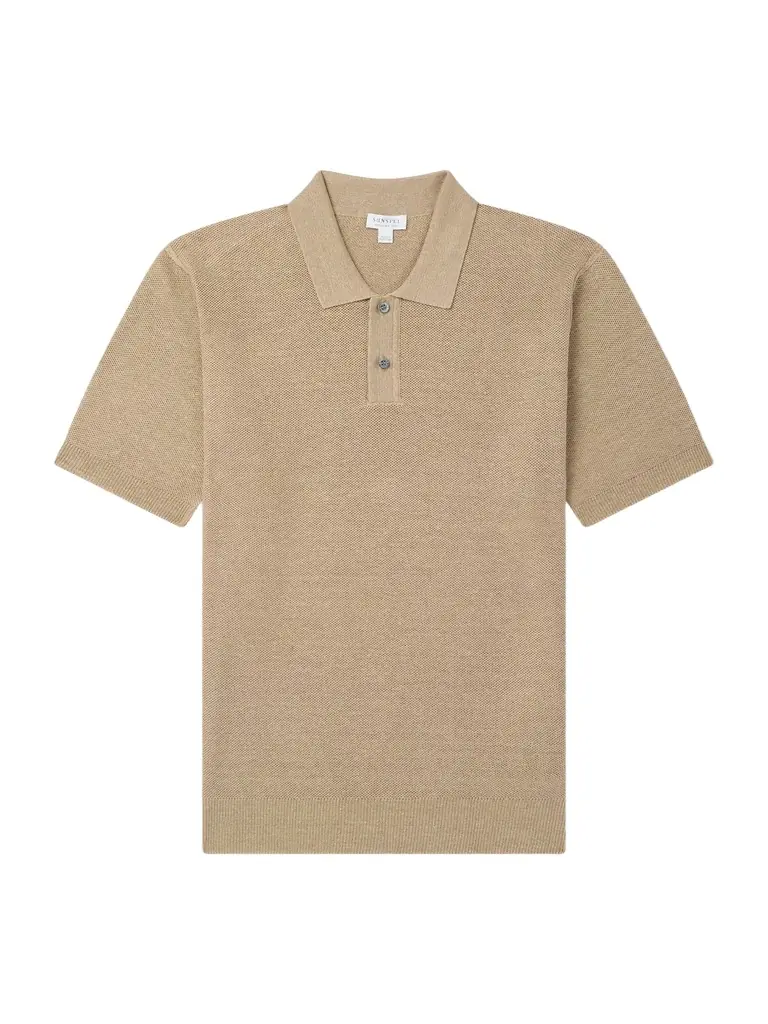 Sunspel Honeycomb-Knit Linen and Silk-Blend Polo Shirt - Men | Image 1 Sunspel Honeycomb-Knit Linen and Silk-Blend Polo Shirt - Men | Image 1