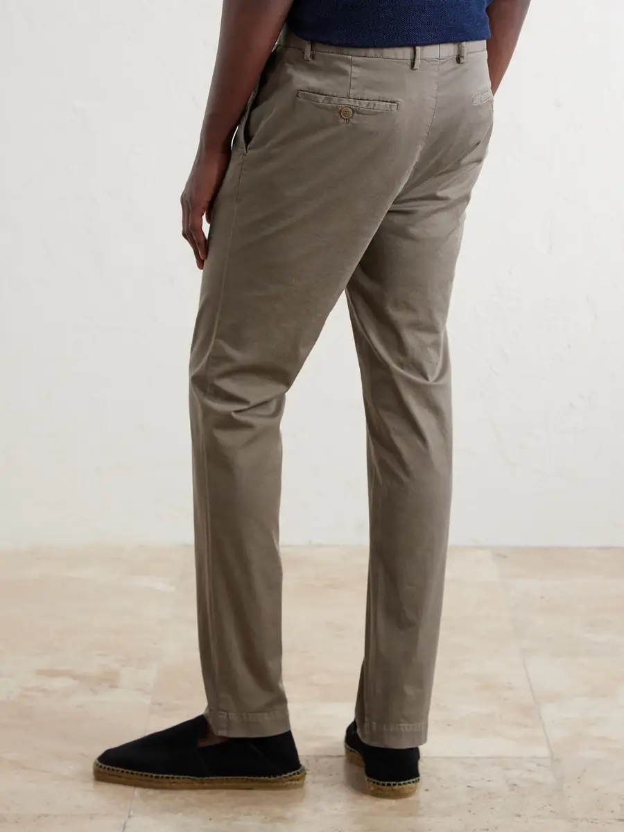 Sunspel Straight-Leg Garment-Dyed Cotton-Blend Twill Chinos - Men | Thumbnail 4