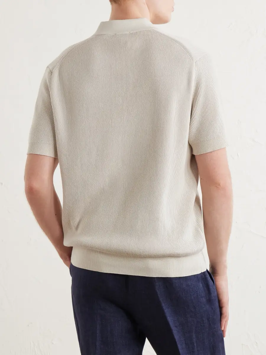Sunspel Ribbed Cotton Polo-Shirt - Men | Thumbnail 4 Sunspel Ribbed Cotton Polo-Shirt - Men | Thumbnail 4