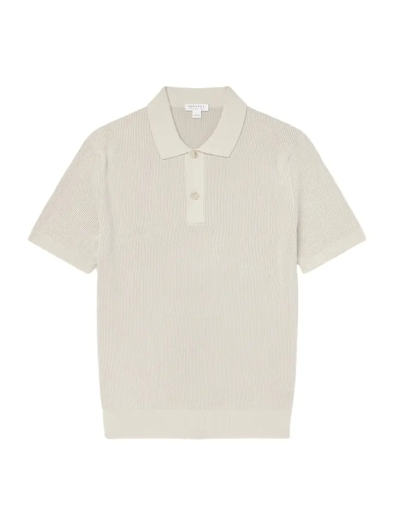 Sunspel Ribbed Cotton Polo-Shirt - Men | Image 1 Sunspel Ribbed Cotton Polo-Shirt - Men | Image 1