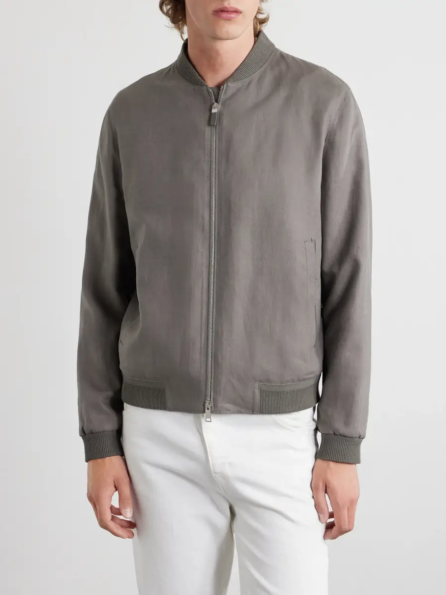 Zegna Oasi Linen Bomber Jacket - Men | Thumbnail 3