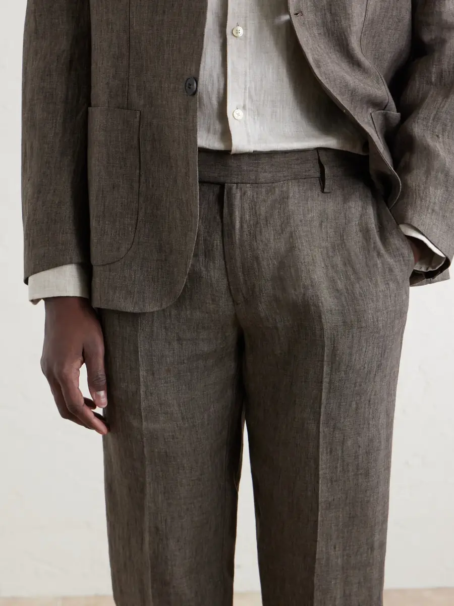 Sunspel Straight-Leg Pleated Linen Suit Trousers - Men | Thumbnail 6 Sunspel Straight-Leg Pleated Linen Suit Trousers - Men | Thumbnail 6