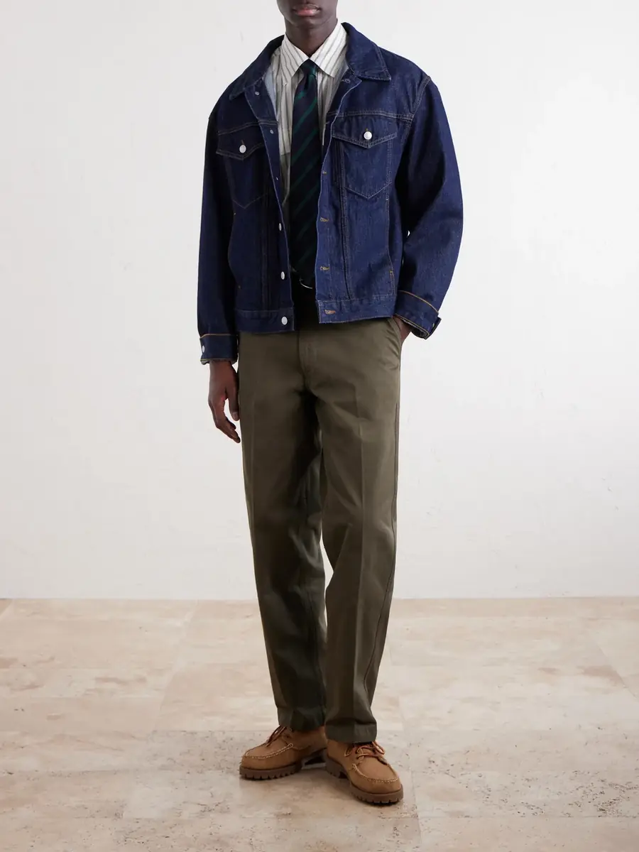 Drake's Straight-Leg Peached Cotton-Twill Trousers - Men | Thumbnail 2 Drake's Straight-Leg Peached Cotton-Twill Trousers - Men | Thumbnail 2