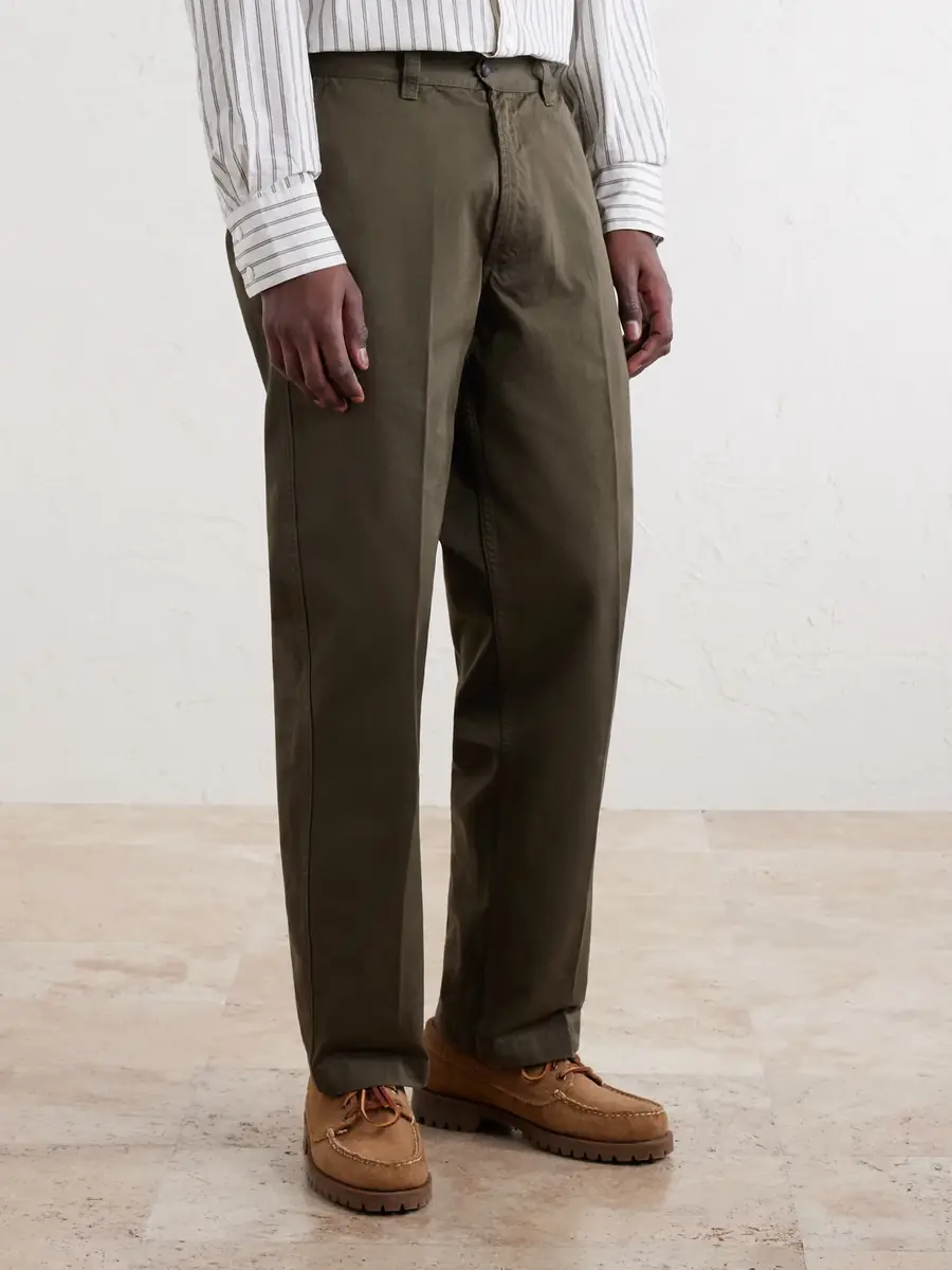 Drake's Straight-Leg Peached Cotton-Twill Trousers - Men | Thumbnail 3 Drake's Straight-Leg Peached Cotton-Twill Trousers - Men | Thumbnail 3