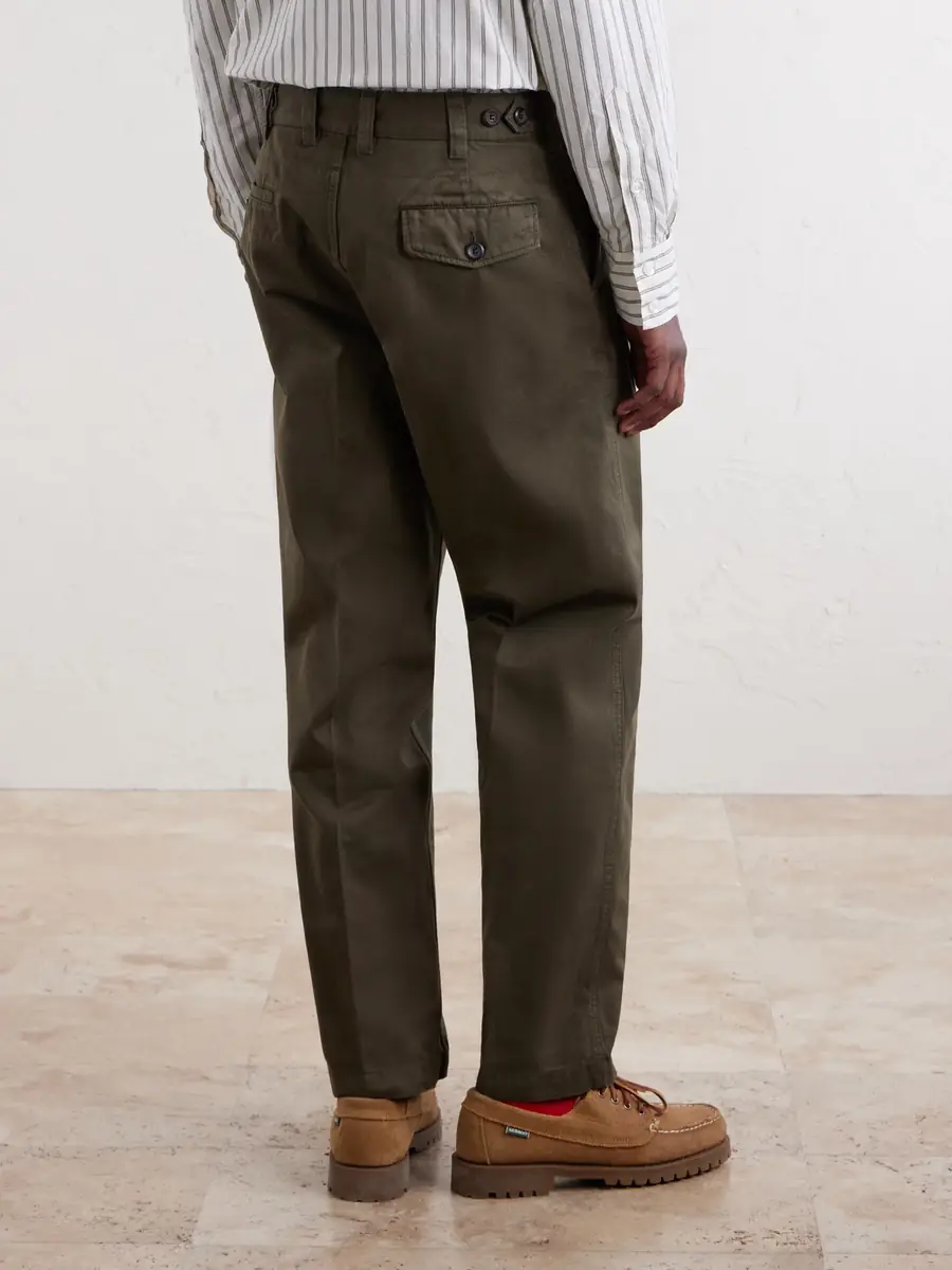 Drake's Straight-Leg Peached Cotton-Twill Trousers - Men | Thumbnail 4 Drake's Straight-Leg Peached Cotton-Twill Trousers - Men | Thumbnail 4