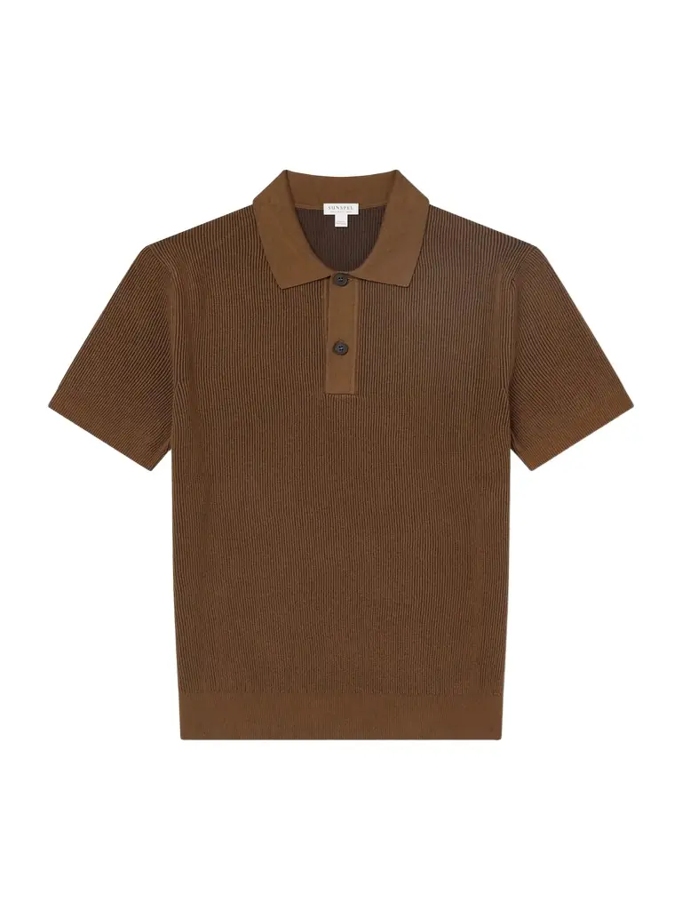 Sunspel Ribbed Cotton Polo-Shirt - Men | Image 1 Sunspel Ribbed Cotton Polo-Shirt - Men | Image 1