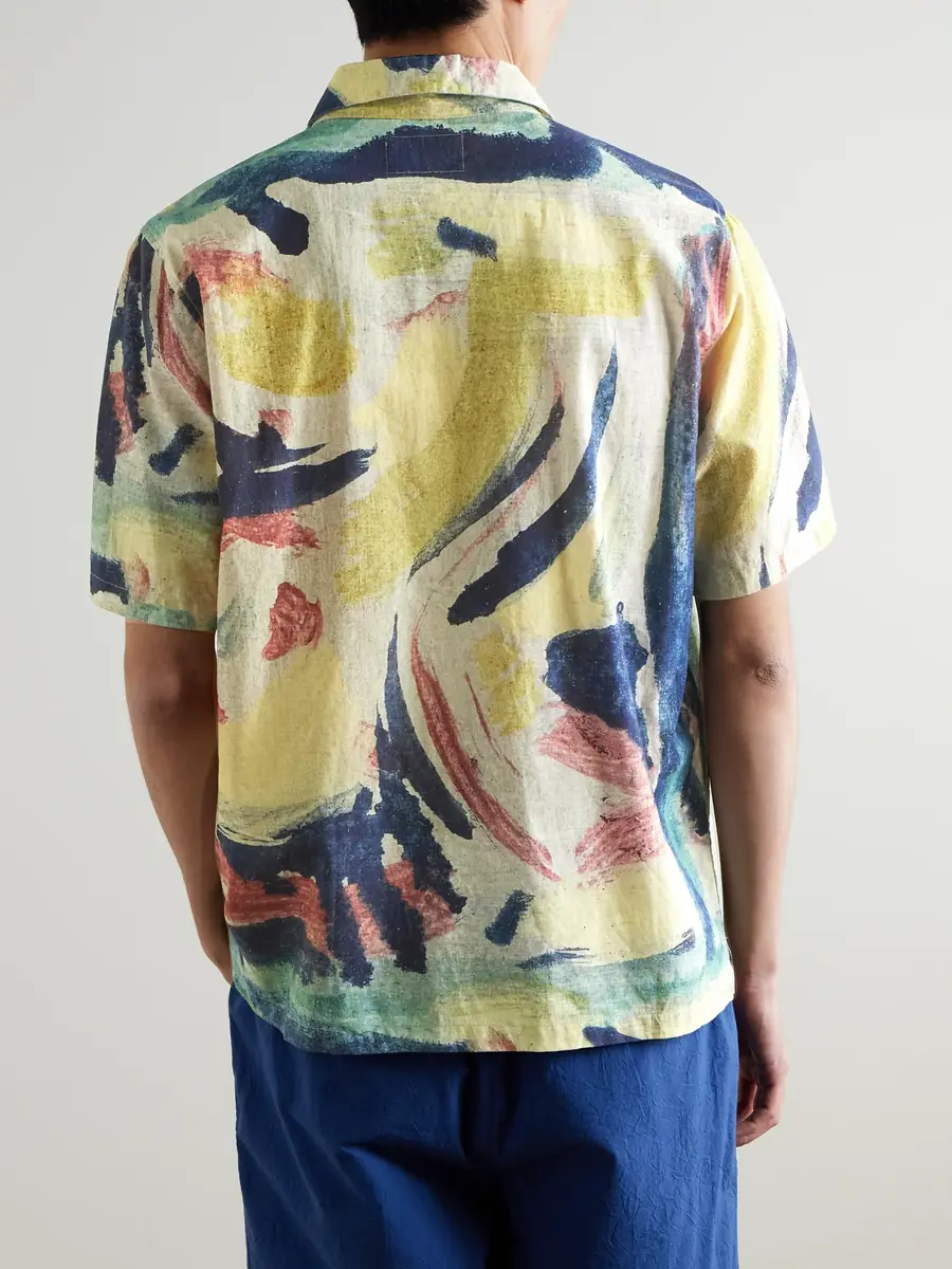 Folk Gabe Printed Linen and Cotton-Blend Shirt - Men | Thumbnail 3 Folk Gabe Printed Linen and Cotton-Blend Shirt - Men | Thumbnail 3