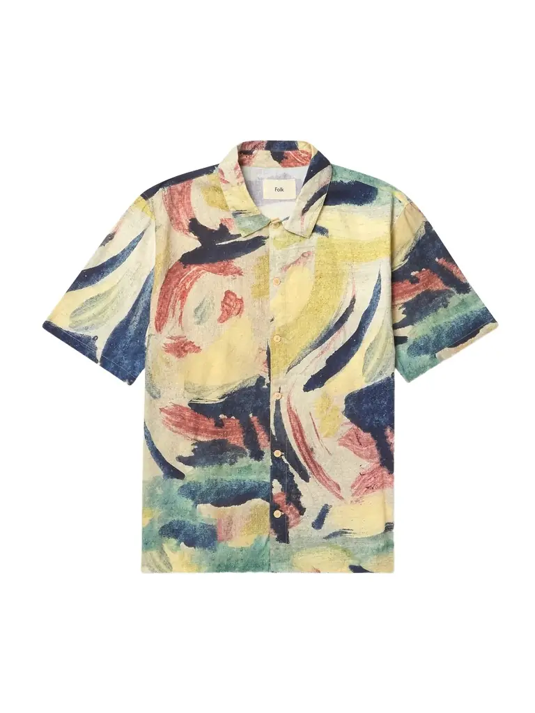 Folk Gabe Printed Linen and Cotton-Blend Shirt - Men | Image 1 Folk Gabe Printed Linen and Cotton-Blend Shirt - Men | Image 1