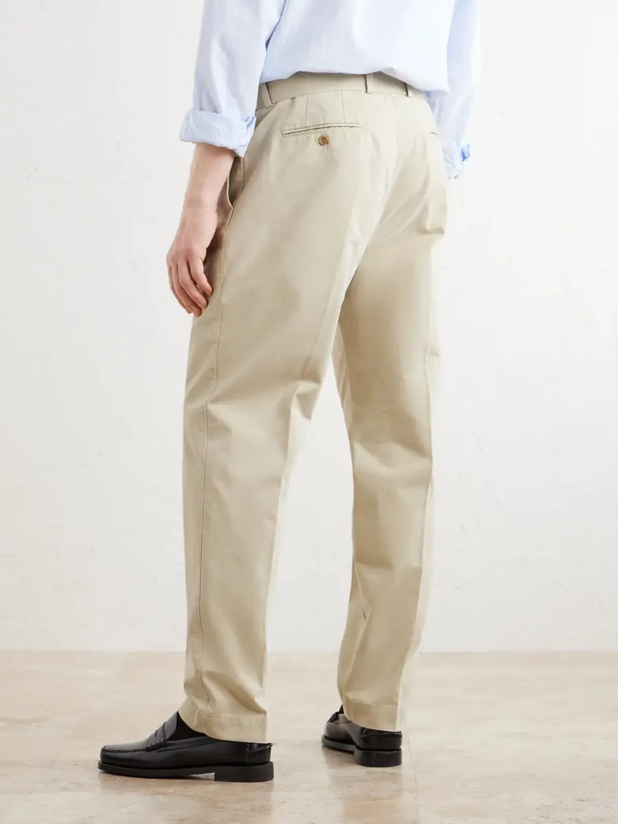 OFFICINE GÉNÉRALE Straight-Leg Pleated Cotton-Twill Chinos - Men | Thumbnail 4