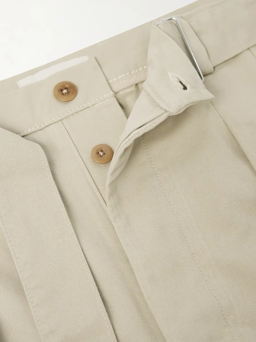 OFFICINE GÉNÉRALE Straight-Leg Pleated Cotton-Twill Chinos - Men | Thumbnail 6