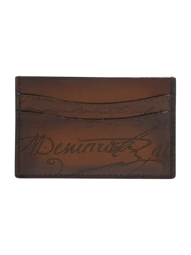 Men's Bambou Scritto Leather Card Case Men's Bambou Scritto Leather Card Case
