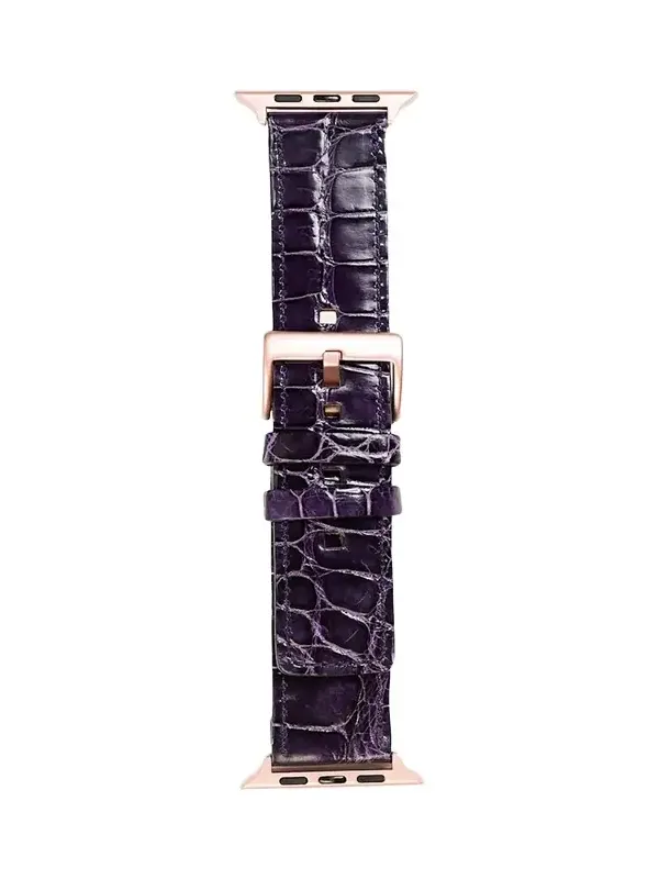 Abas Men's Apple Watch Alligator Watch Strap, Rose Gold Finish