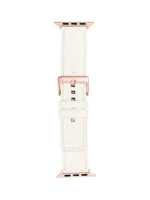 Abas Men's Apple Watch Matte Alligator Watch Strap, Rose Gold Finish