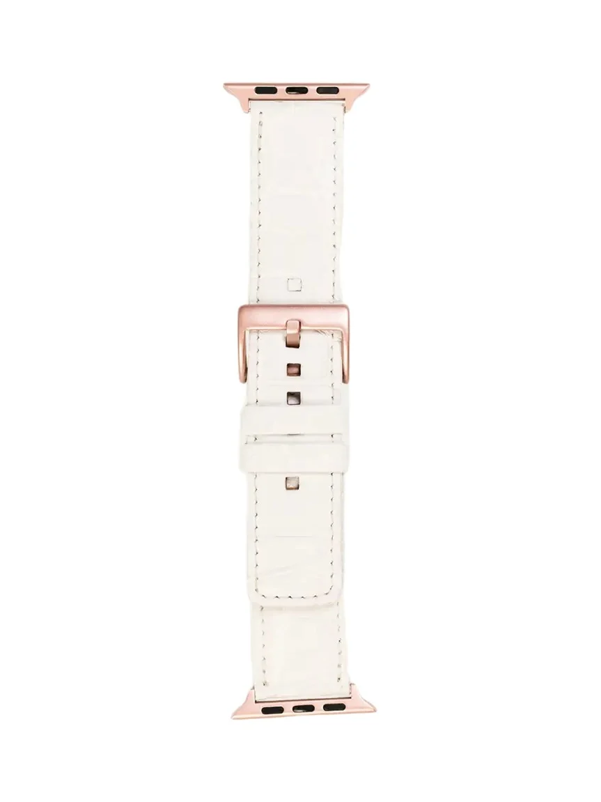 Abas Men's Apple Watch Matte Alligator Watch Strap, Rose Gold Finish