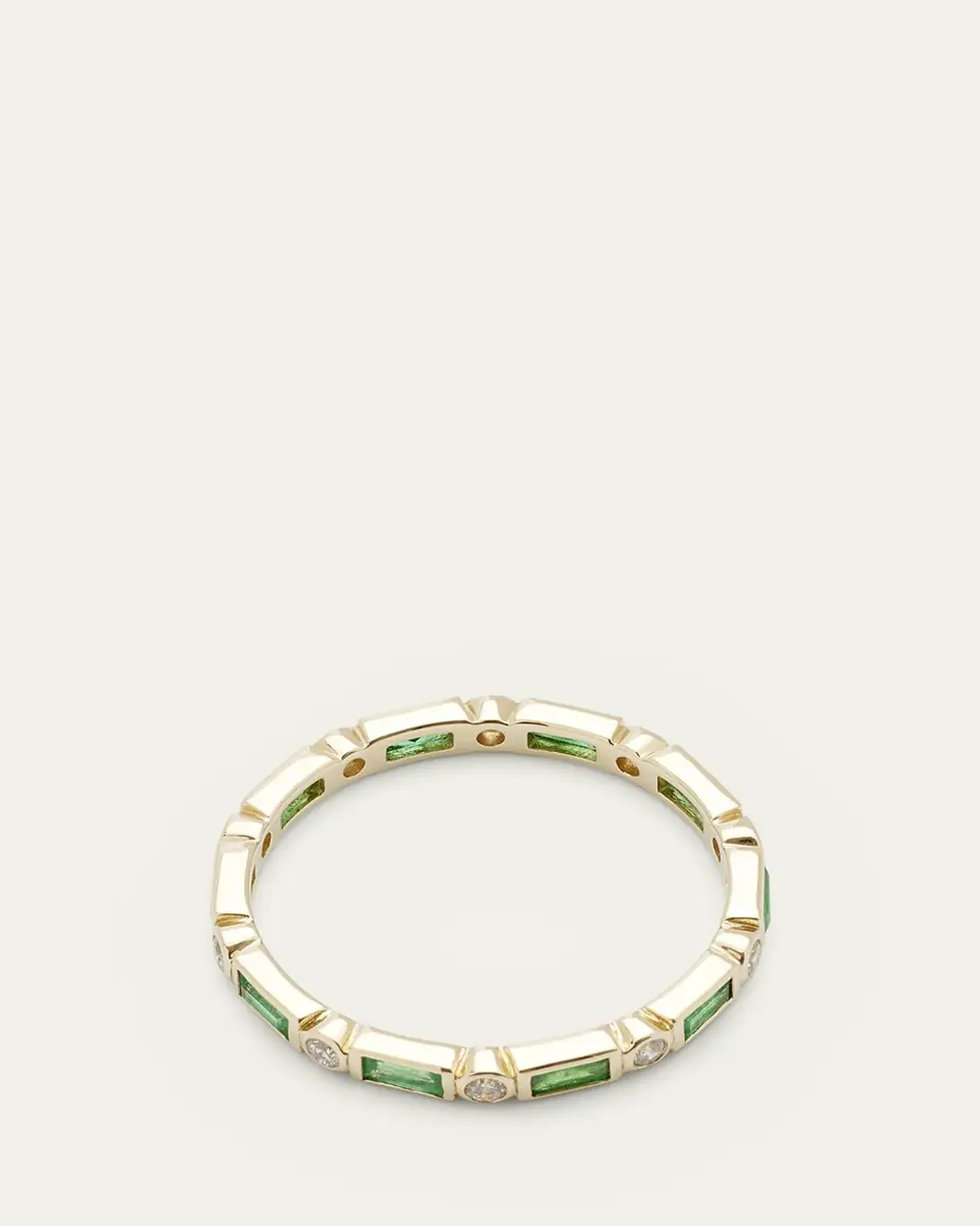 Sydney Evan 14K Yellow Gold Diamond and Emerald Eternity Ring | Thumbnail 4