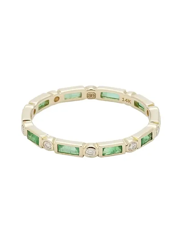14K Yellow Gold Diamond and Emerald Eternity Ring 14K Yellow Gold Diamond and Emerald Eternity Ring