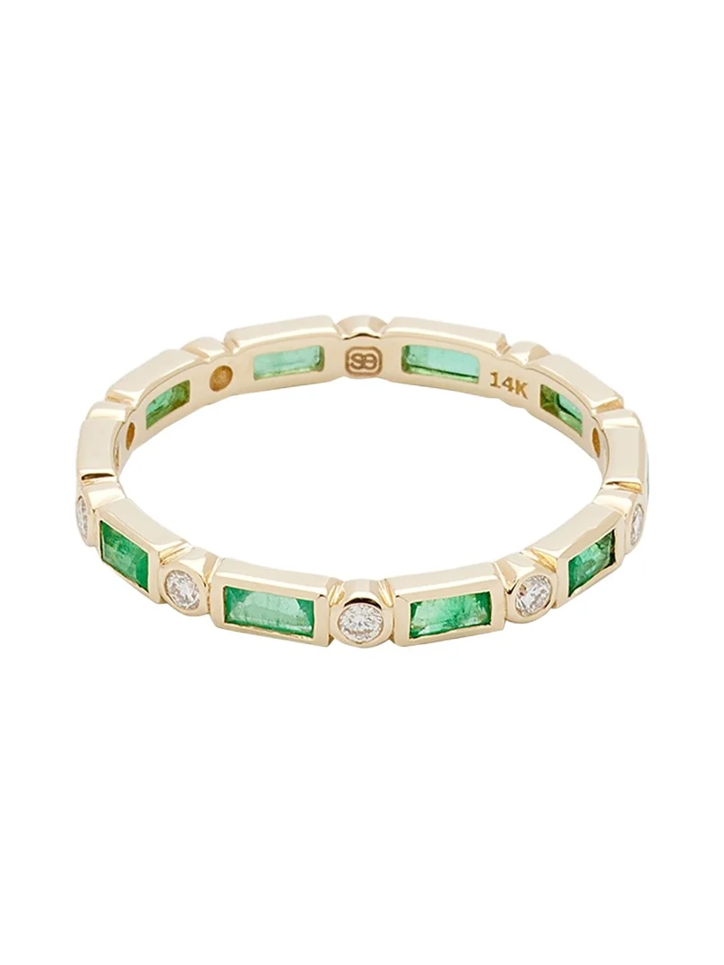 14K Yellow Gold Diamond and Emerald Eternity Ring 14K Yellow Gold Diamond and Emerald Eternity Ring