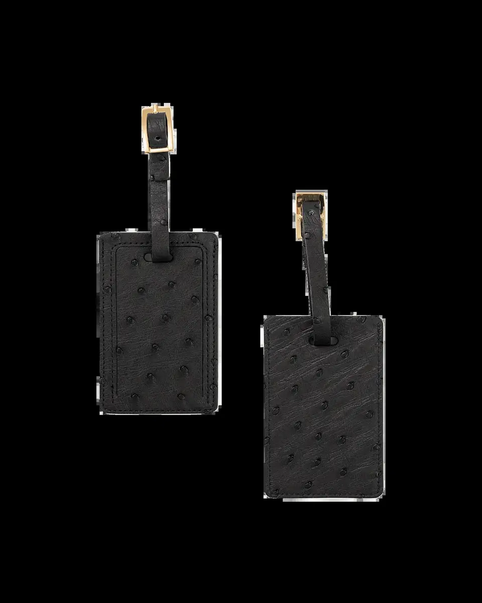 Abas Ostrich Leather Luggage Tag, Set of 2 | Thumbnail 2