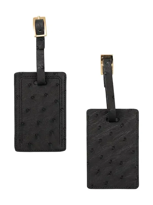 Ostrich Leather Luggage Tag, Set of 2 Ostrich Leather Luggage Tag, Set of 2