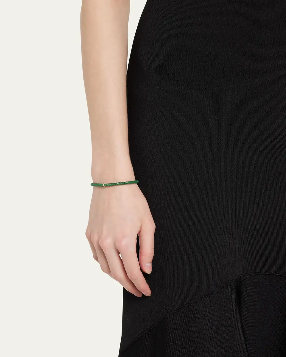Sydney Evan 4mm Diamond Eternity Rondelle on Green Aventurine Wheel Bead Bracelet | Thumbnail 2