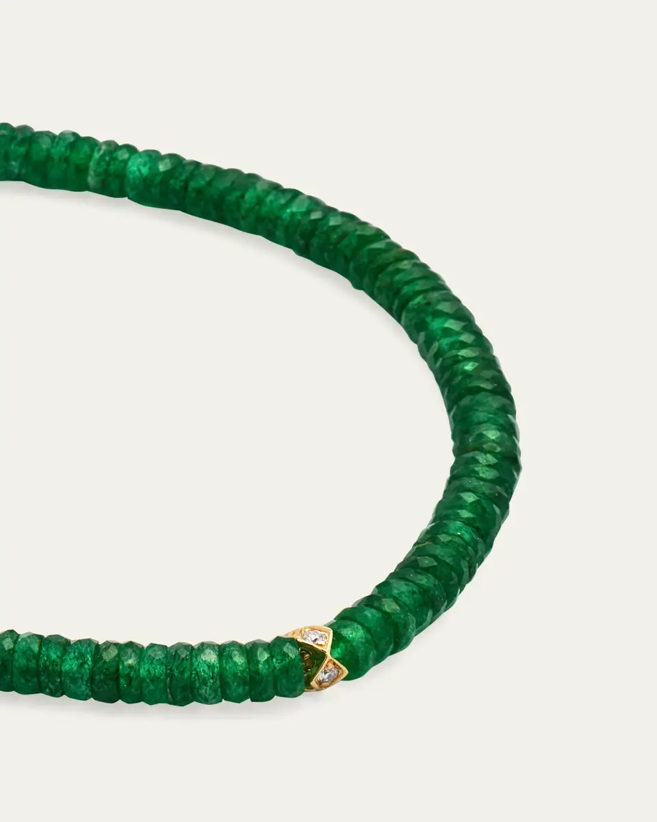 Sydney Evan 4mm Diamond Eternity Rondelle on Green Aventurine Wheel Bead Bracelet | Thumbnail 3