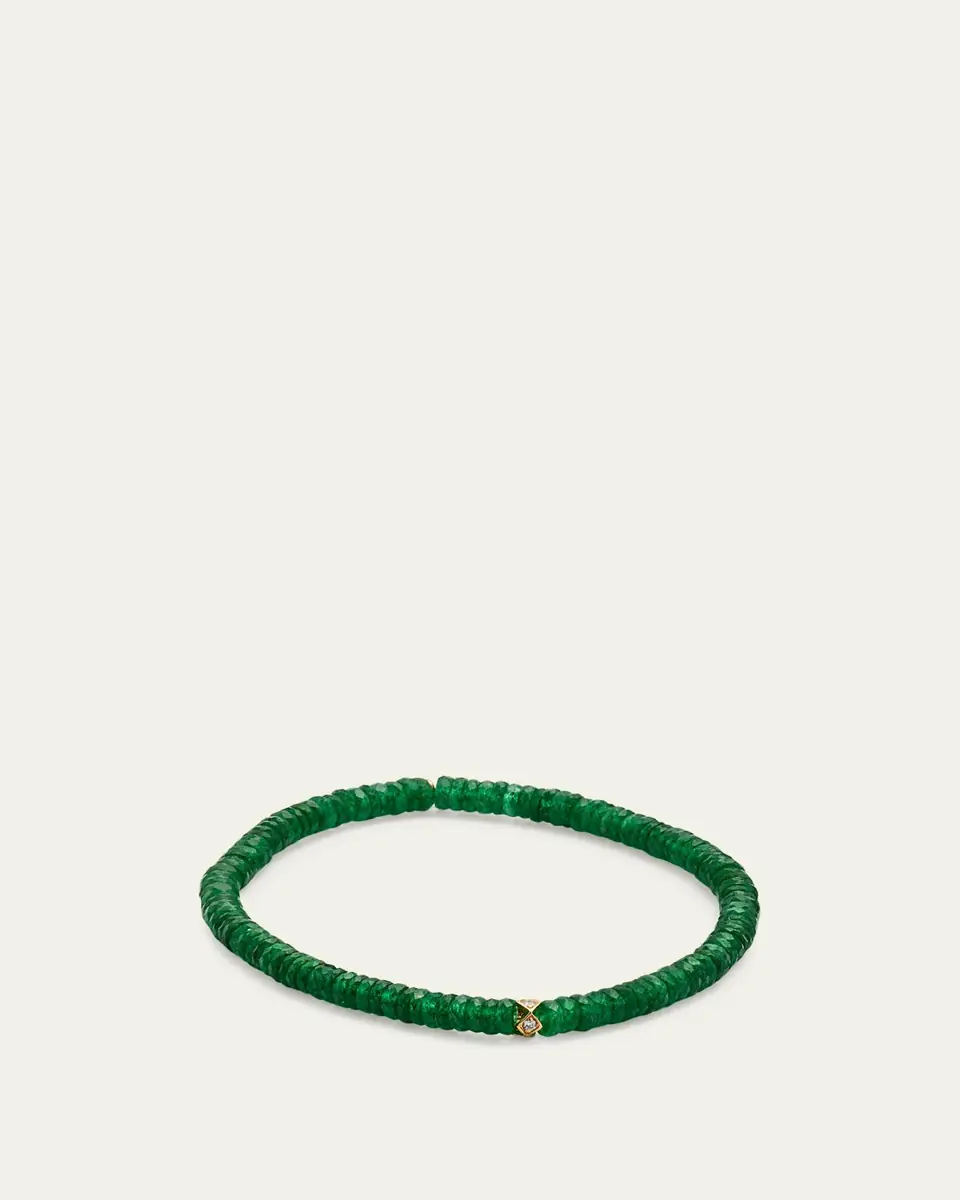 Sydney Evan 4mm Diamond Eternity Rondelle on Green Aventurine Wheel Bead Bracelet | Thumbnail 4