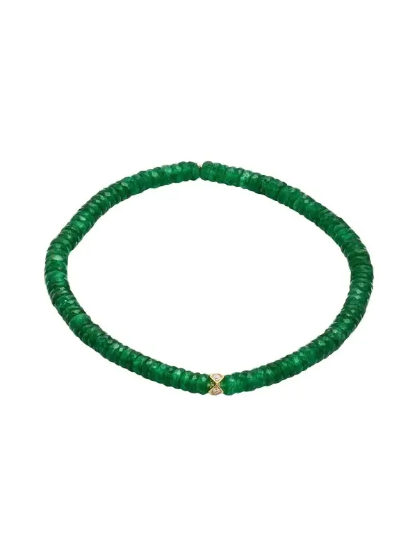 Sydney Evan 4mm Diamond Eternity Rondelle on Green Aventurine Wheel Bead Bracelet