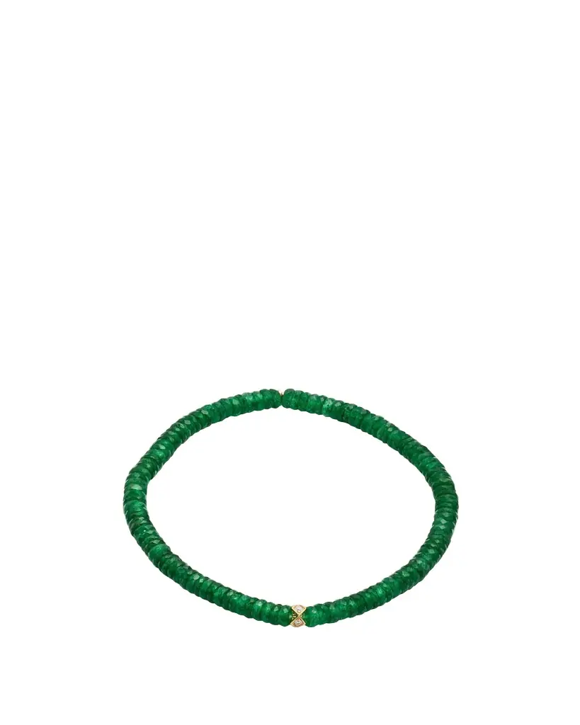 Sydney Evan 4mm Diamond Eternity Rondelle on Green Aventurine Wheel Bead Bracelet | Image 1 Sydney Evan 4mm Diamond Eternity Rondelle on Green Aventurine Wheel Bead Bracelet | Image 1
