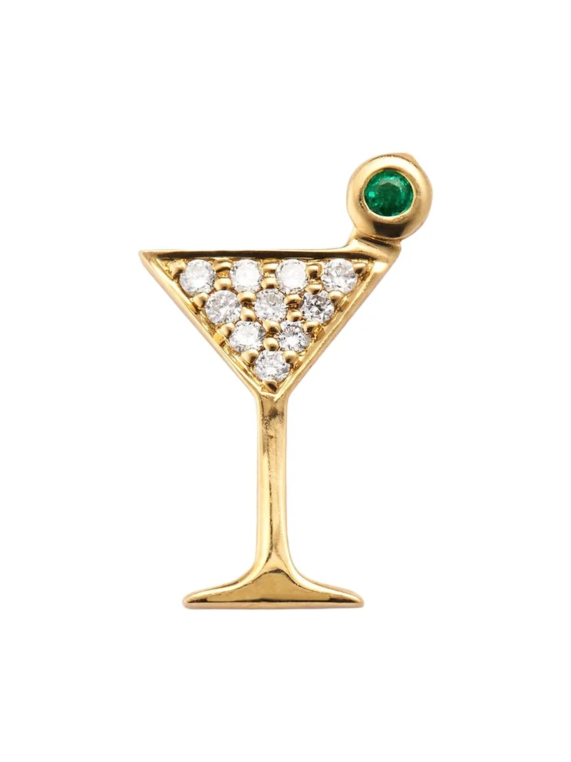 14K Yellow Gold Small Martini Glass Diamond Stud Earrings 14K Yellow Gold Small Martini Glass Diamond Stud Earrings