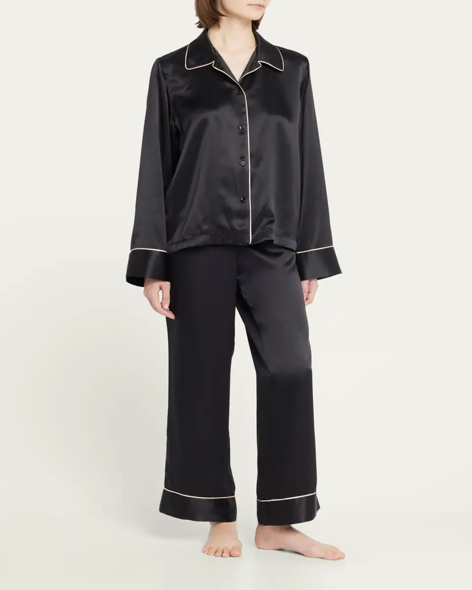 Kiki de Montparnasse Kiki Button-Down Silk Lounge Top | Thumbnail 2