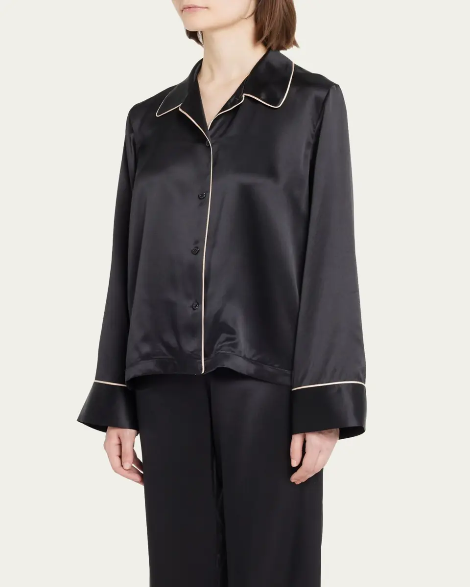 Kiki de Montparnasse Kiki Button-Down Silk Lounge Top | Thumbnail 4
