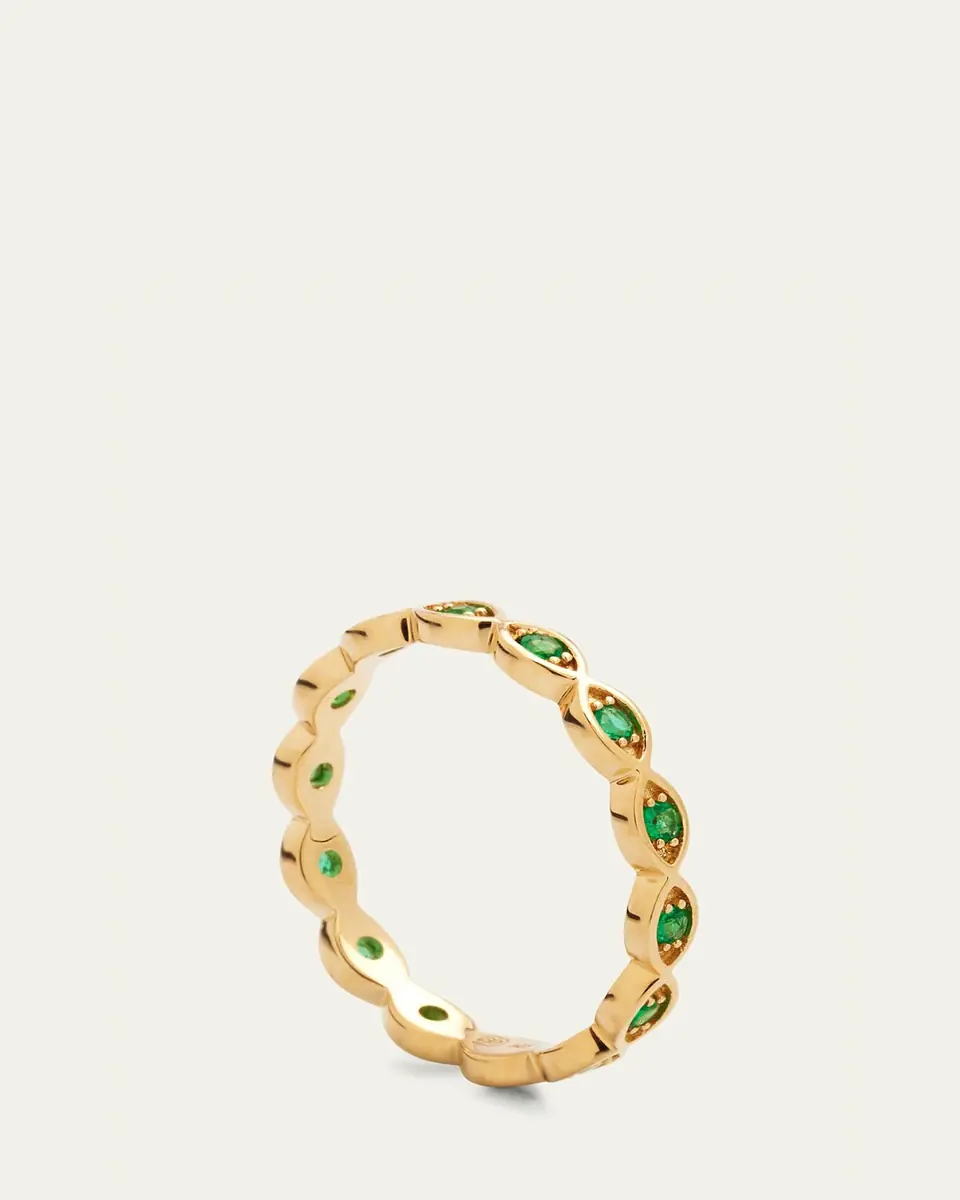 Sydney Evan 14k Yellow Gold Marquis Emerald Eternity Ring | Thumbnail 4