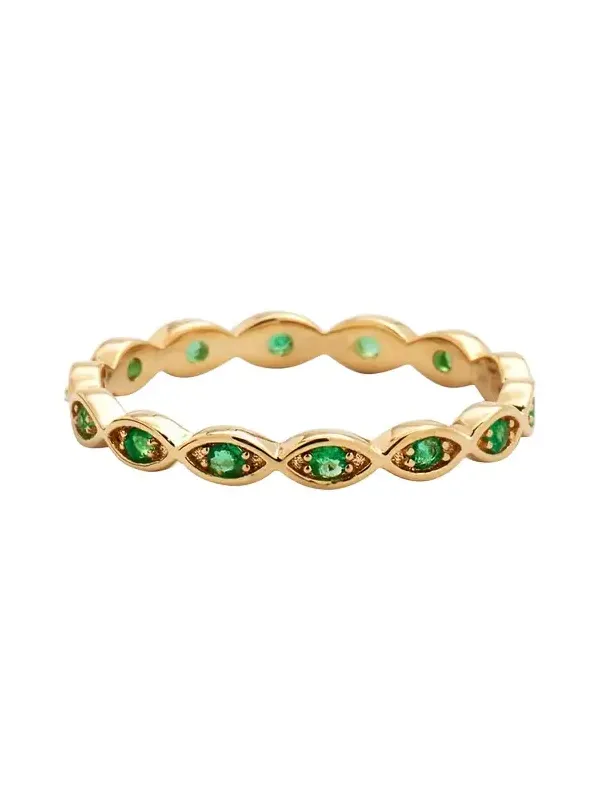 14k Yellow Gold Marquis Emerald Eternity Ring