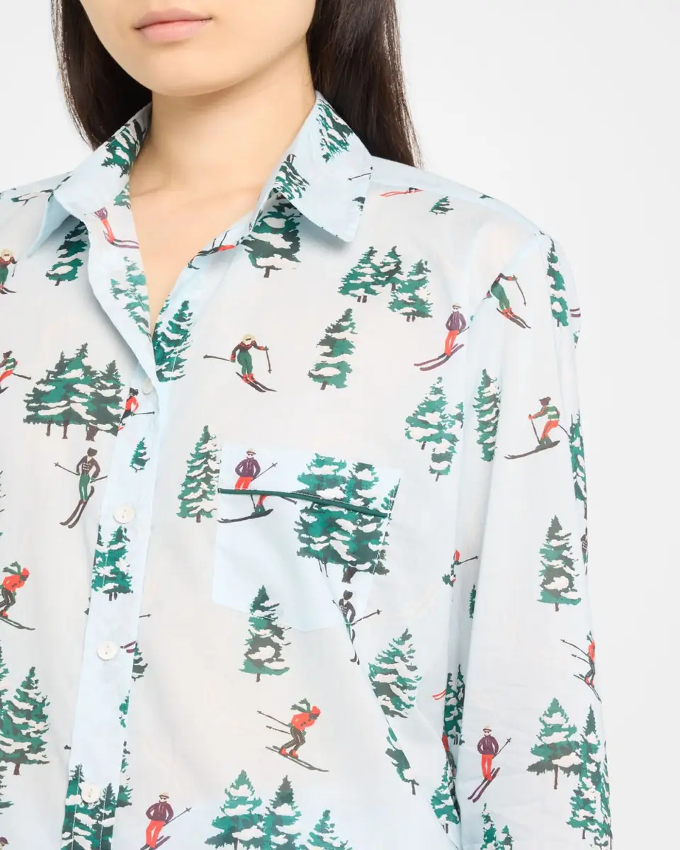Pour Les Femmes Cropped Ski-Print Cotton Pajama Set | Thumbnail 5 Pour Les Femmes Cropped Ski-Print Cotton Pajama Set | Thumbnail 5