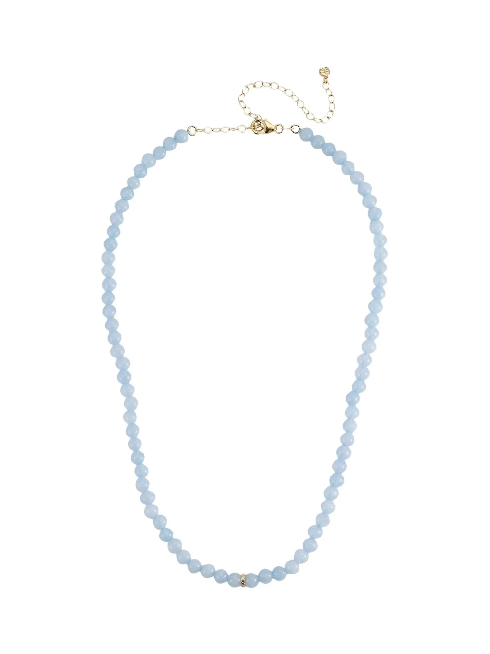 14K Diamond Bezel Rondelle Choker with Aquamarine Beads 14K Diamond Bezel Rondelle Choker with Aquamarine Beads
